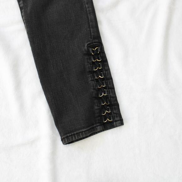 American Eagle Outfitters Black Jegging Super Stretch w/ Lace Up Ankles Size 12 - Picture 2 of 5